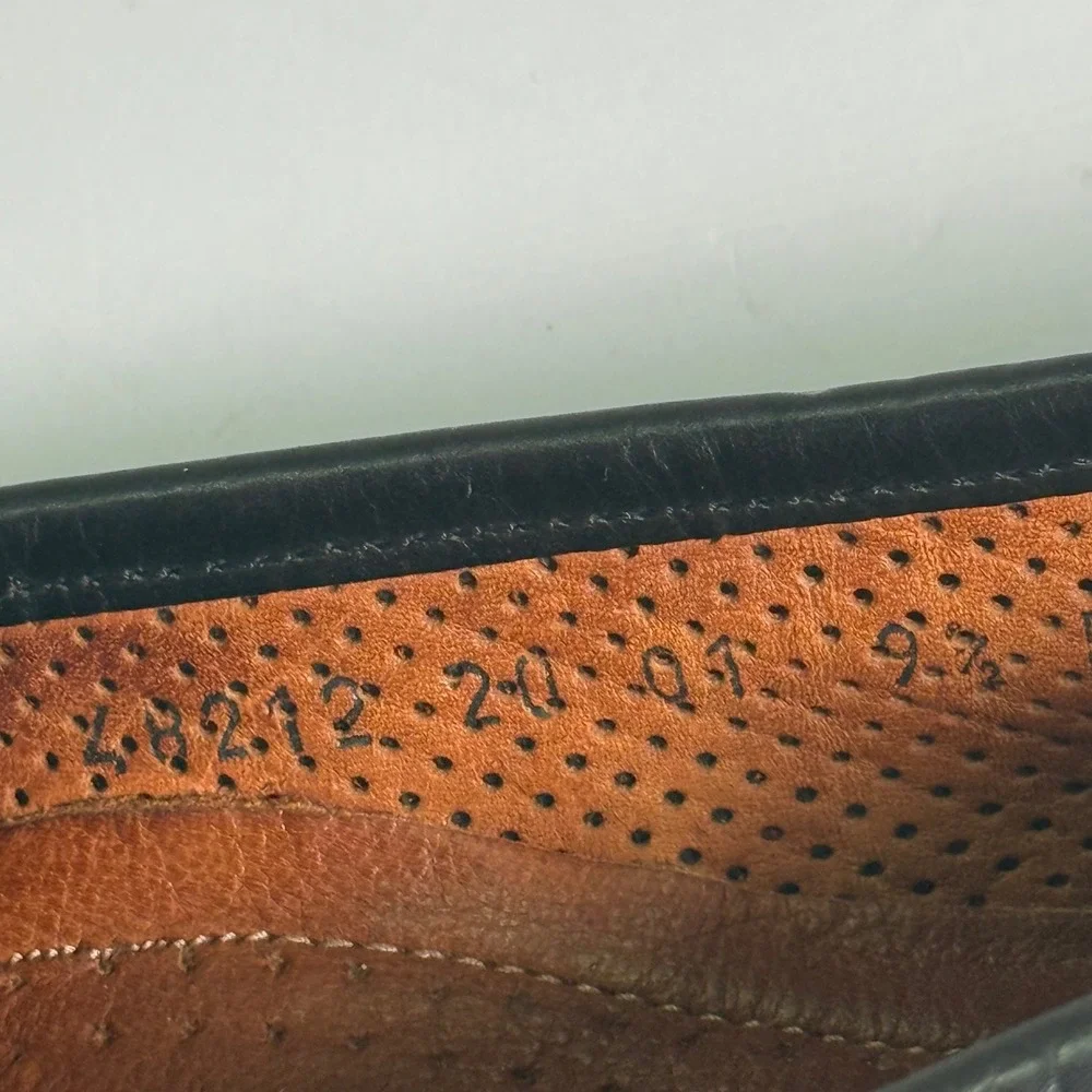 Allen Edmonds St. Lucia Loafers Mens 9.5 Black Woven Leather Penny Italy 48212